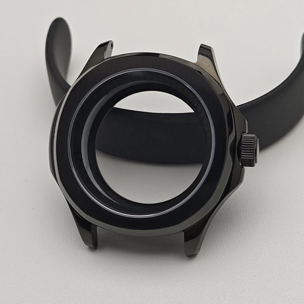 Black Steel Watch Case with Chapter Ring and Sapphire Glass, 39.5mm