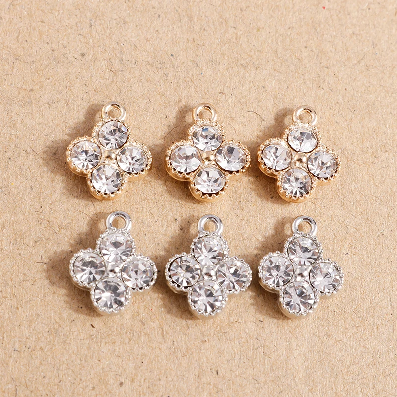 10 stücke 12x14mm Nette Kristall Blume Charme für Schmuck Machen DIY Tropfen Ohrringe Anhänger Halsketten Handmade Schlüsselanhänger handwerk Geschenke