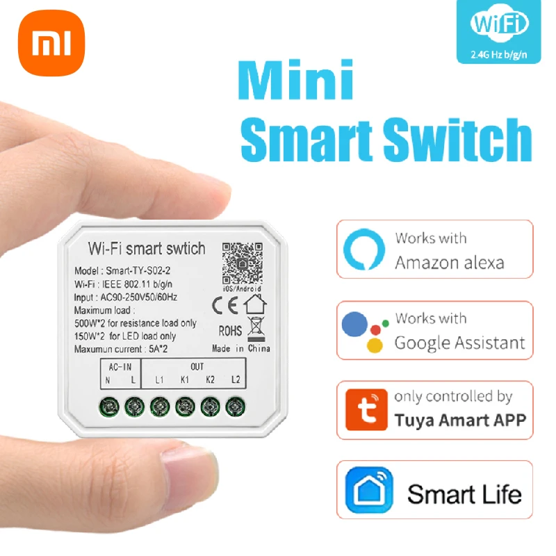 

Xiaomi WiFi 1/2 Gang Smart Light Switch Mini DIY Module Timing Smart Life APP Remote Control Works With Tuya Alexa Alice Google