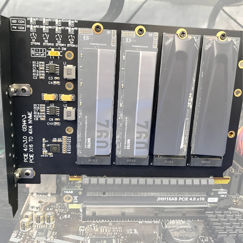 PCI-E 4.0 4x4 to M.2 4-Bays Expansion Card for M.2 NVMe