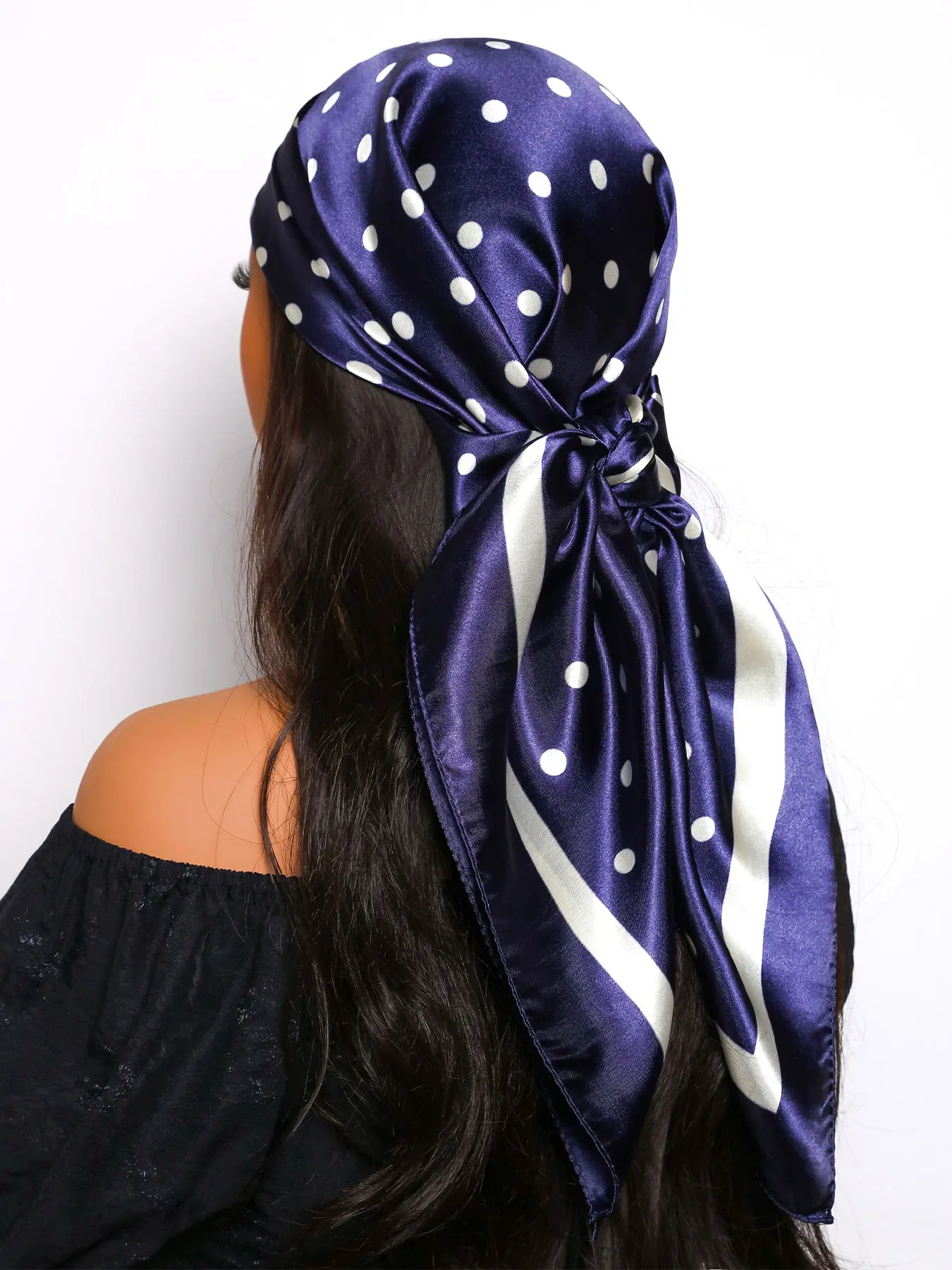 Spring Head Scarf Women Brand Square 90*90cm Silk Foulard Satin Bandana Cheveux Soft Neckerchief Hijab Hair Scarves For Ladies