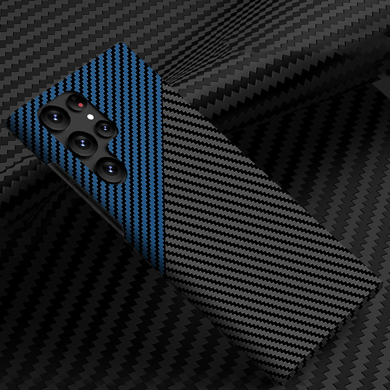 

YurKem Carbon Fiber Phone Back Case For Samsung Galaxy S22 S23 Ultra 5G S21 Plus S23+ Wireless Charger For Samsung S22 Ultra