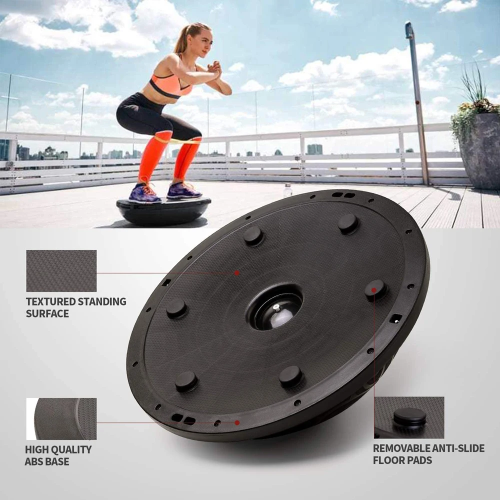 Balance Ball with Resistance Bands, Matte Surface Exercise Ball, Slip Resistant Yoga Half Ball for Balance, Stability