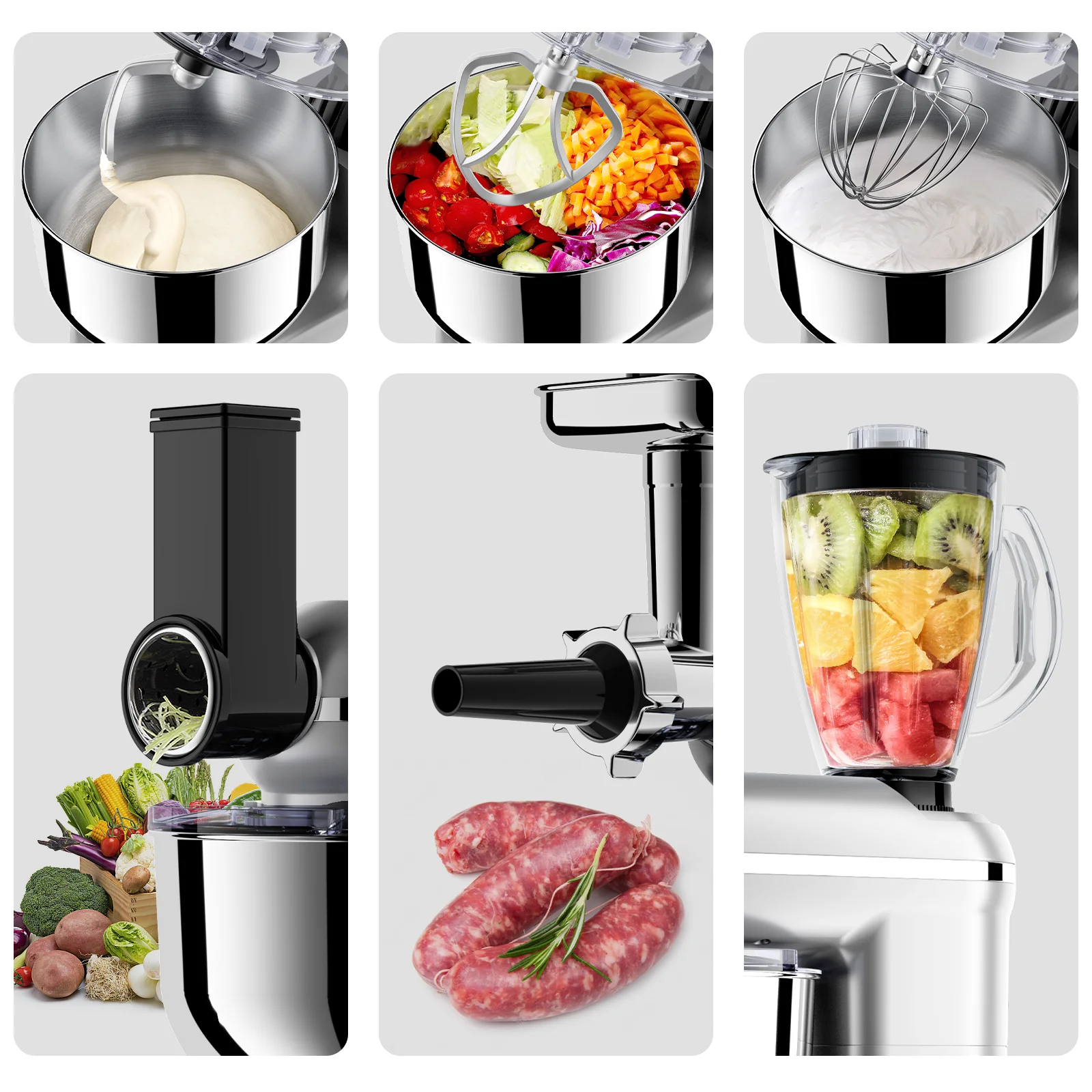 5in1 Multifunction 5.5L Electric beater bakery amasadoras LCD display food mixing stand dough mixer for kitchen househould 6
