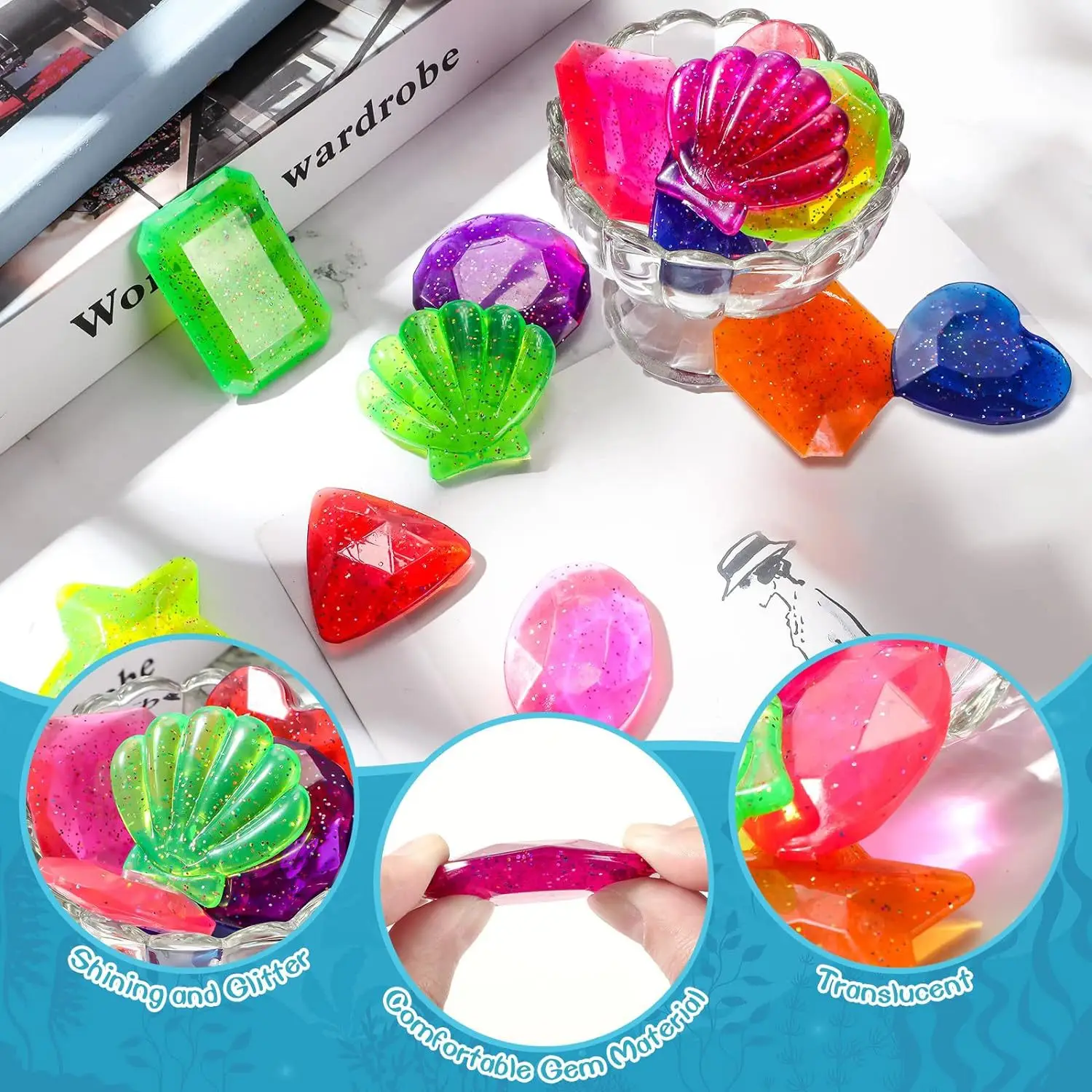 Pool Diving Toys Swimming Pool Sinkers  Simulation Fake Gems Colorful Diamonds Interactive Training Grip Toys For Kids Boys 4