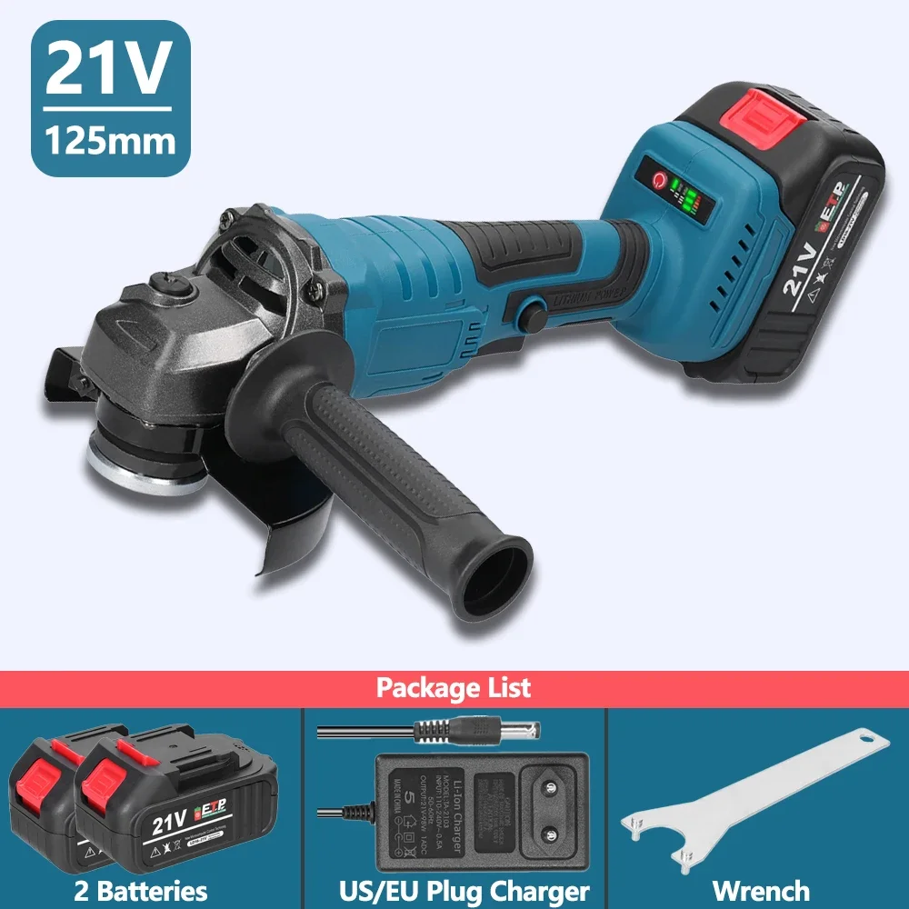 21V 125mm M14 Brushless Angle Grinder Grinding Tool Cutting Machine Power Tool for Cutting Polishing Ceramic Tile Wood Stone 3