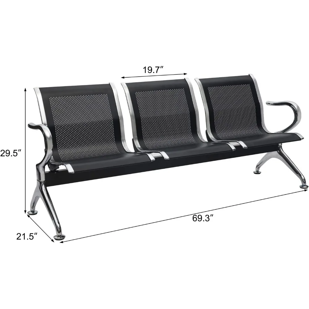 3-seat waiting room bench - waiting room chairs with arms airport reception bench, lobby bench seating office bench waiting are