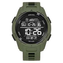 SMAEL Men's Waterproof Digital Sports Watch with LED Light and Stopwatch (ARMY GREEN)
