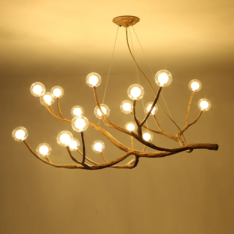 Candelabro de ramas de árbol Vintage, luces colgantes de resina para sala de estar, decoración del hogar, Lustres, accesorios de iluminación Led