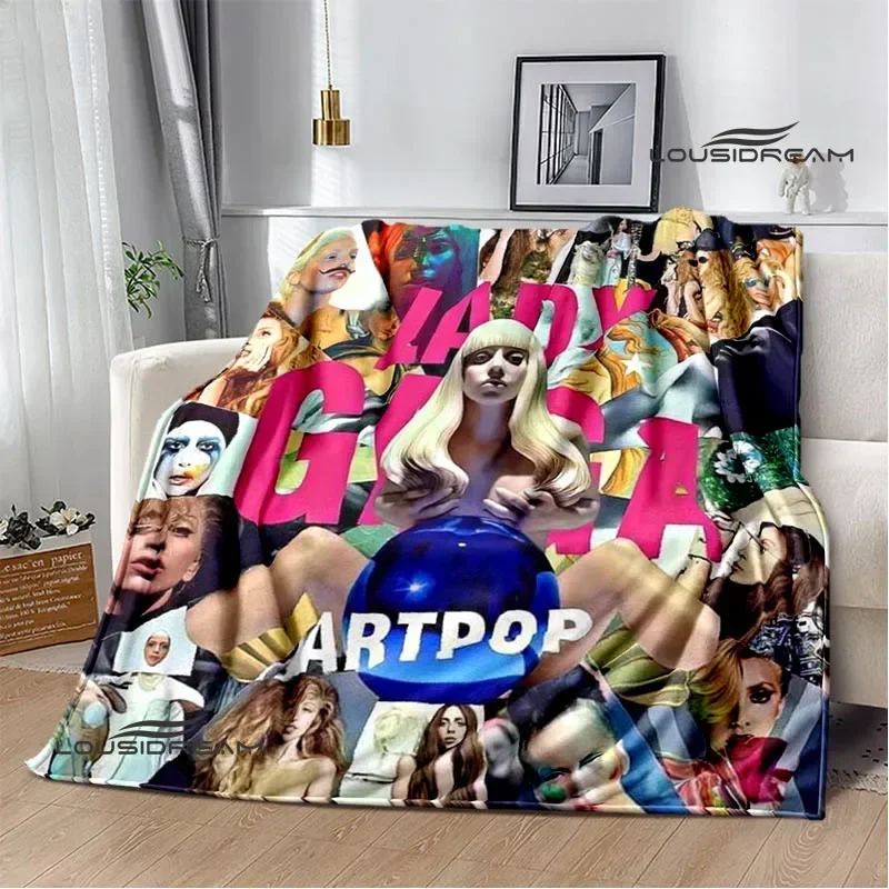 Star Lady-Gaga printed blanket warm flannel blankets soft and comfortable blanket home travel blanket bed linings birthday gift 6