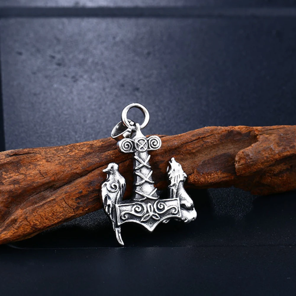 

Scandinavian Viking Series Thor Hammer Wolf Jewelry Stainless Steel Pendant Necklace Jewelry