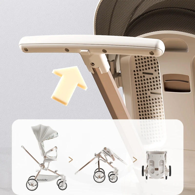 Portable Baby Stroller 360 Degree Roating Lightweight Pram Two Way Pushchair High Landscape Music Dining Car for Children