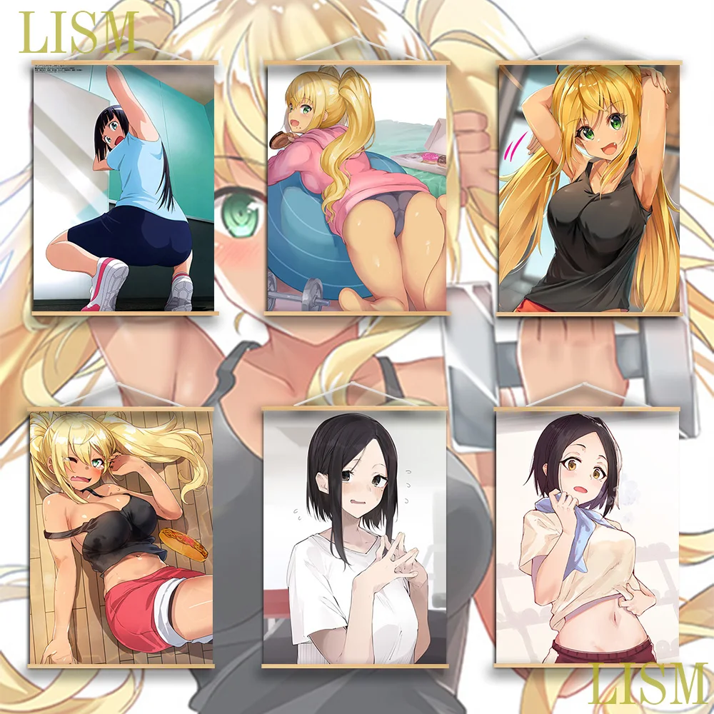 

Dumbbell Danberu Nan Kilo Moteru Souryuuin Akemi Anime manga wall Poster solid wood hanging scroll with canvas painting