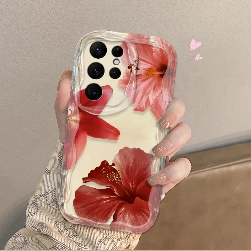 Realistic Red Sakura Clear Phone Case