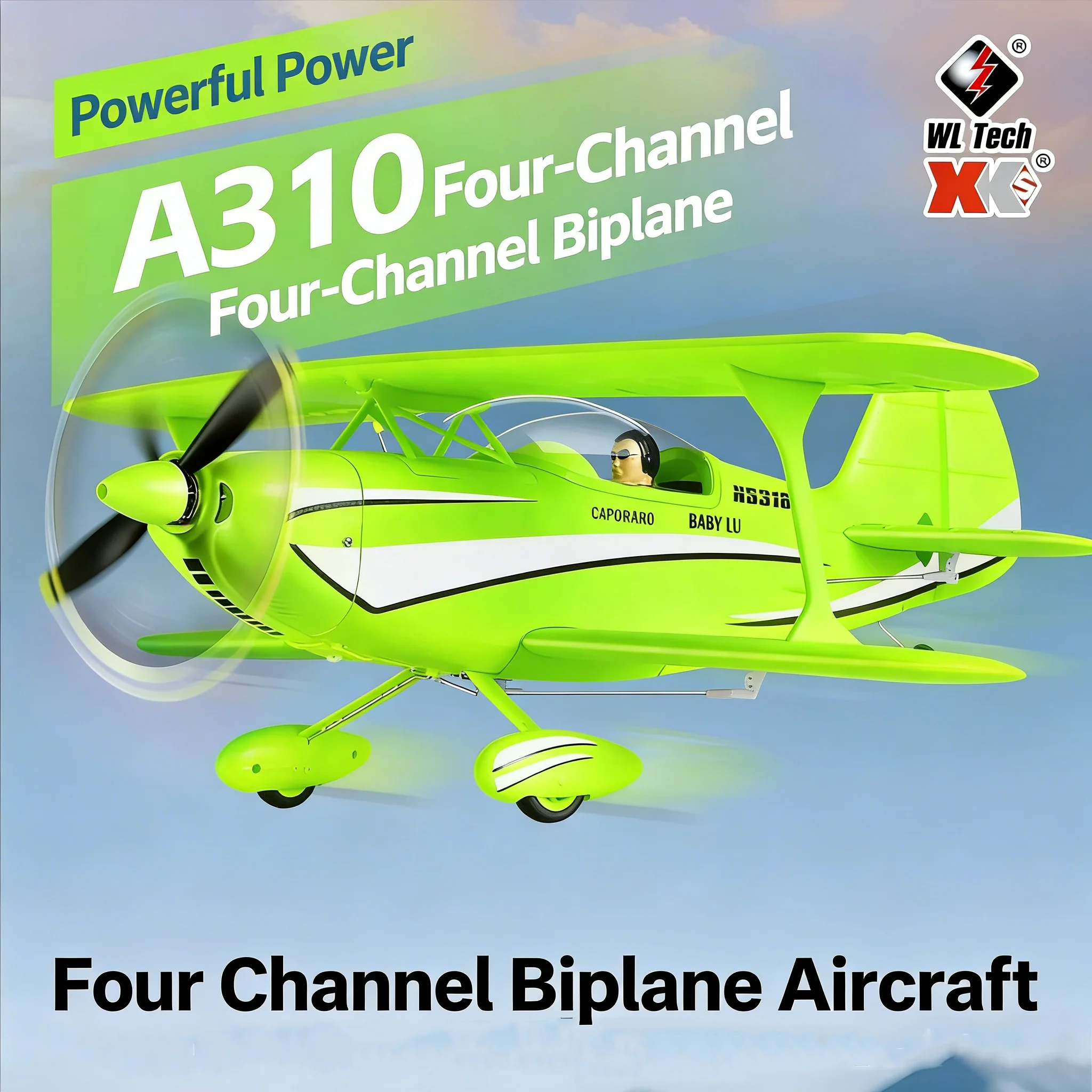 Avion RC Fighter Jet EDF 2.4Ghz avec gyroscope en vol, traînée blanche dans le ciel bleu