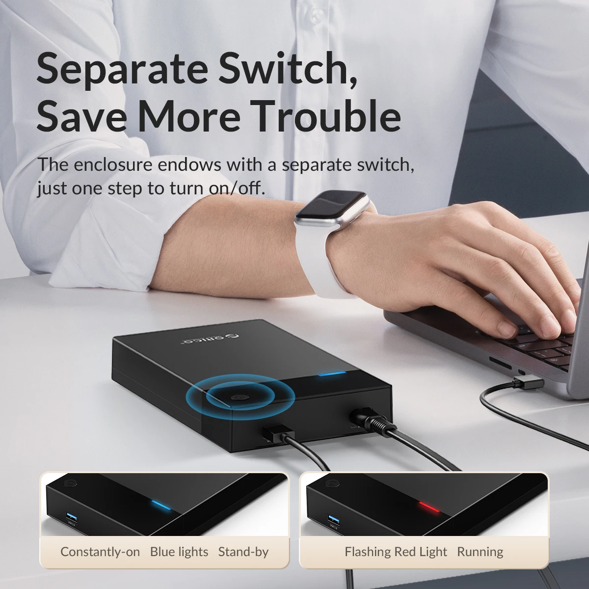 ORICO 3.5'' HDD Case 12W1A Built-in Power Protable Hard Drive Enclosure SATA to USB 3.0 Supply Support UASP Box