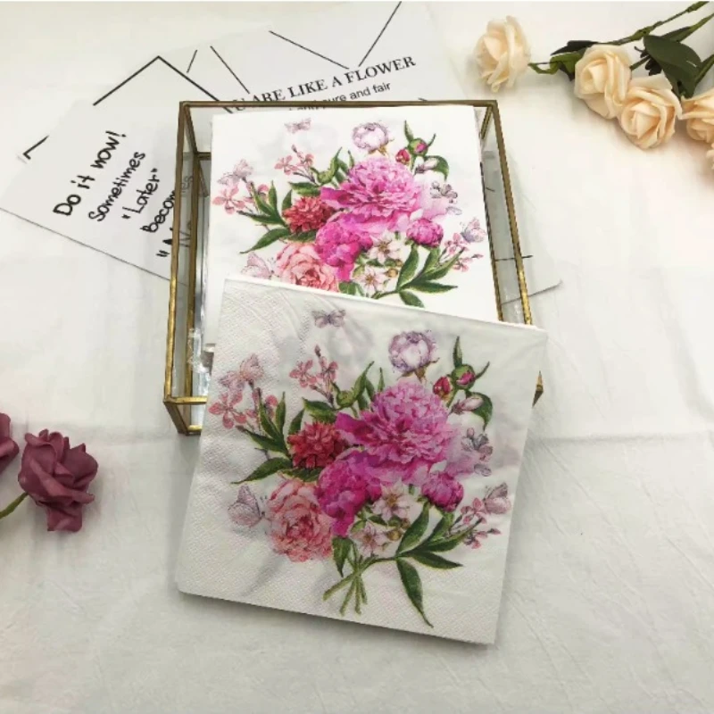 Colourful Napkins Printed Square Paper Napkins Restaurant Floral Facial Tissue Hotel Wedding Table Setting Pure Wood Pulp Paper paper napkins
