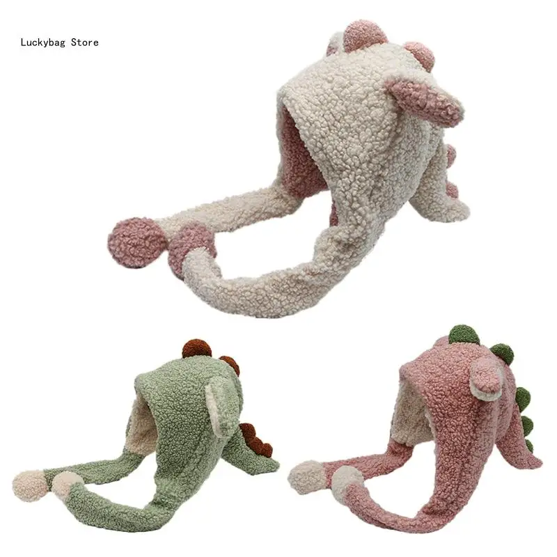 

Милый мультяшный динозавр с подвижными ушками, милый зимний подарок, ветрозащитный шарф, милые зимние толстые толстовки, шарф и