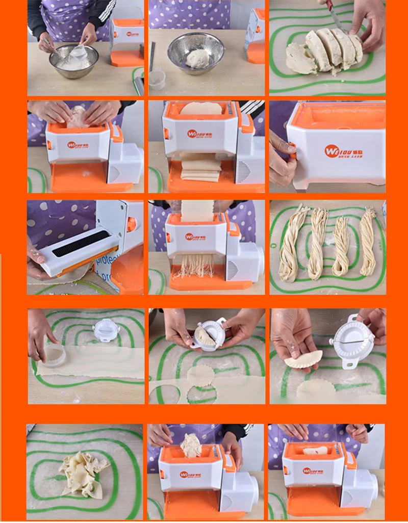 220V Noodle Machine for Kitchen Household Homemade Dough Cut Noodles Dumplings Vegetable Pasta Maker Electric Press Mixer