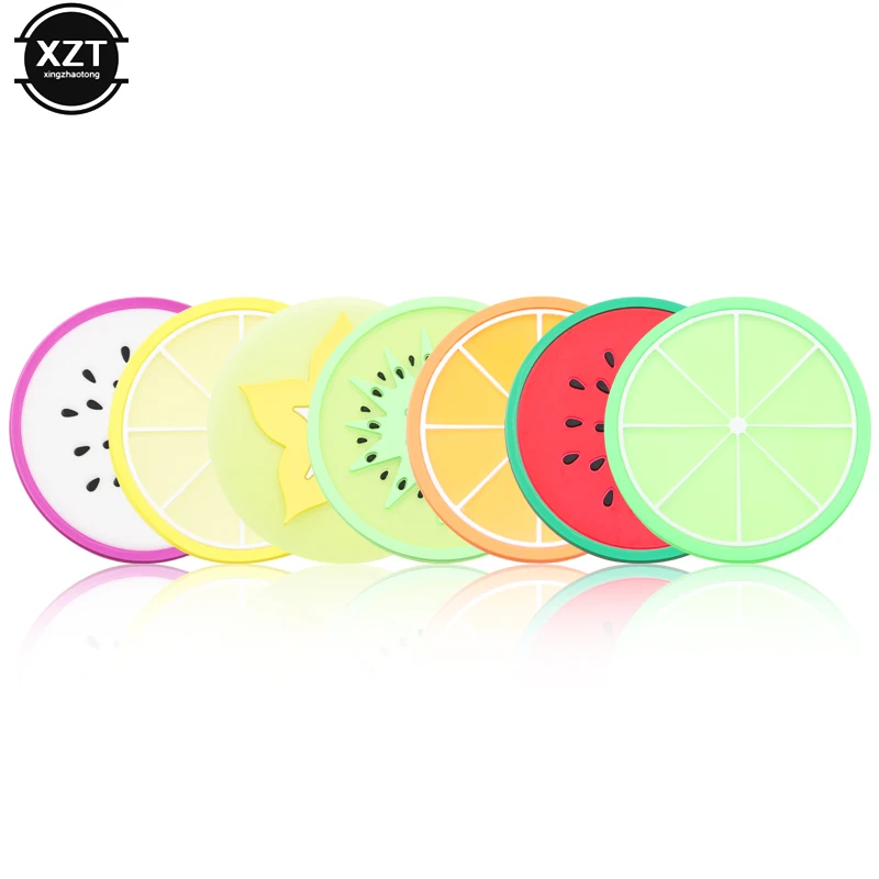 7 Pcs/set Fruit Shape Coaster Novelty Placement for Mugs Cup Table Decoration Stationery Office Accessories School Supplies