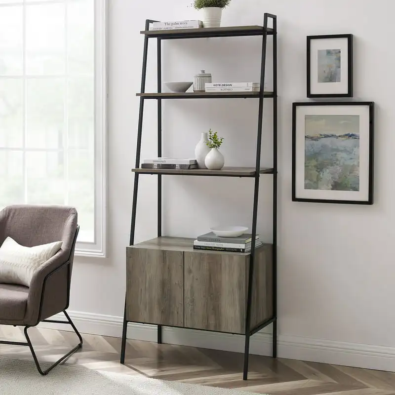 

Industrial 4- Ladder Bookcase, Grey Wash