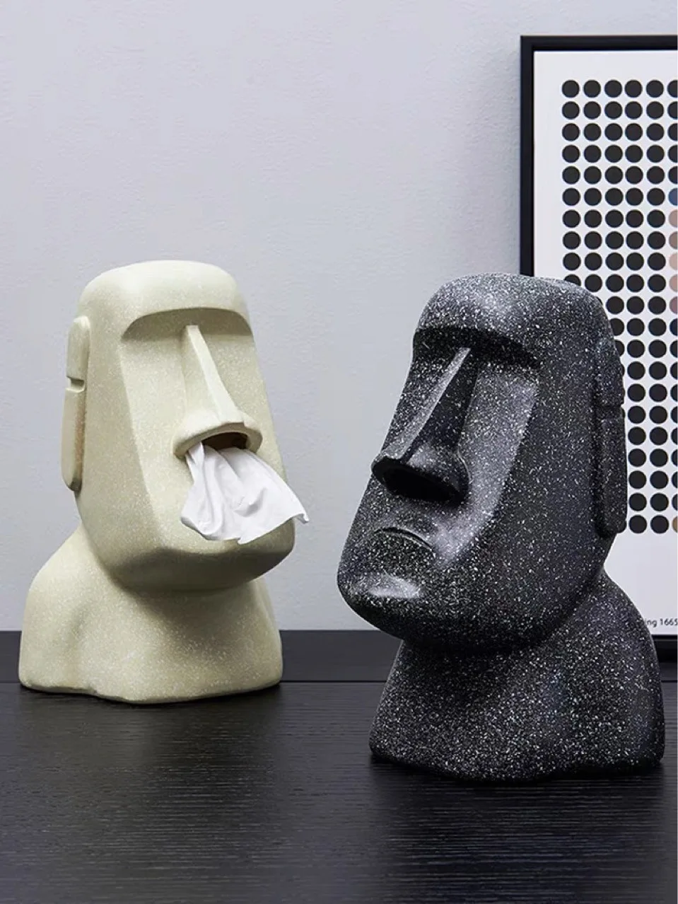 Hot Sale Tissue Box Cover Easter Island Resin Stone Figurine Tissue Box Indoor Home Restaurant Office Decoration Craft Ornament