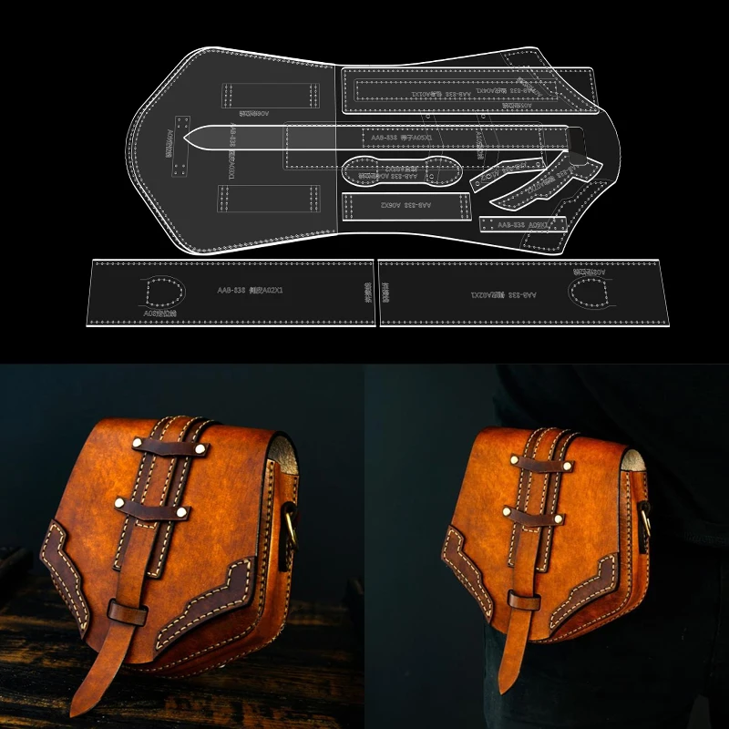 Leather Craft Template Sewing Template Leather Making Acrylic Template DIY Saddle Bag Pattern 1Set 18x18cm