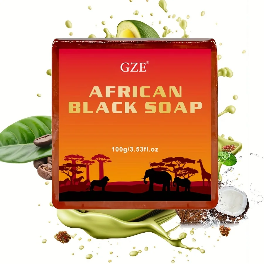 Hand Soap GZE AFRICAN BLACK SOAP with Shea Butter Coconut Oil Kernel Oil for Dry Skin and Skin Conditions Body Wash