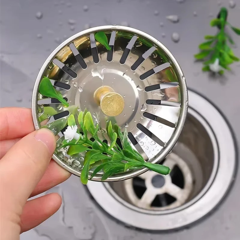 Sink Strainer Kitchen Sink Sewer Basin Drain Stopper Stainless Steel Sink Waste Plug Filter Anti-clog Floor Drain Kitchen Accessories