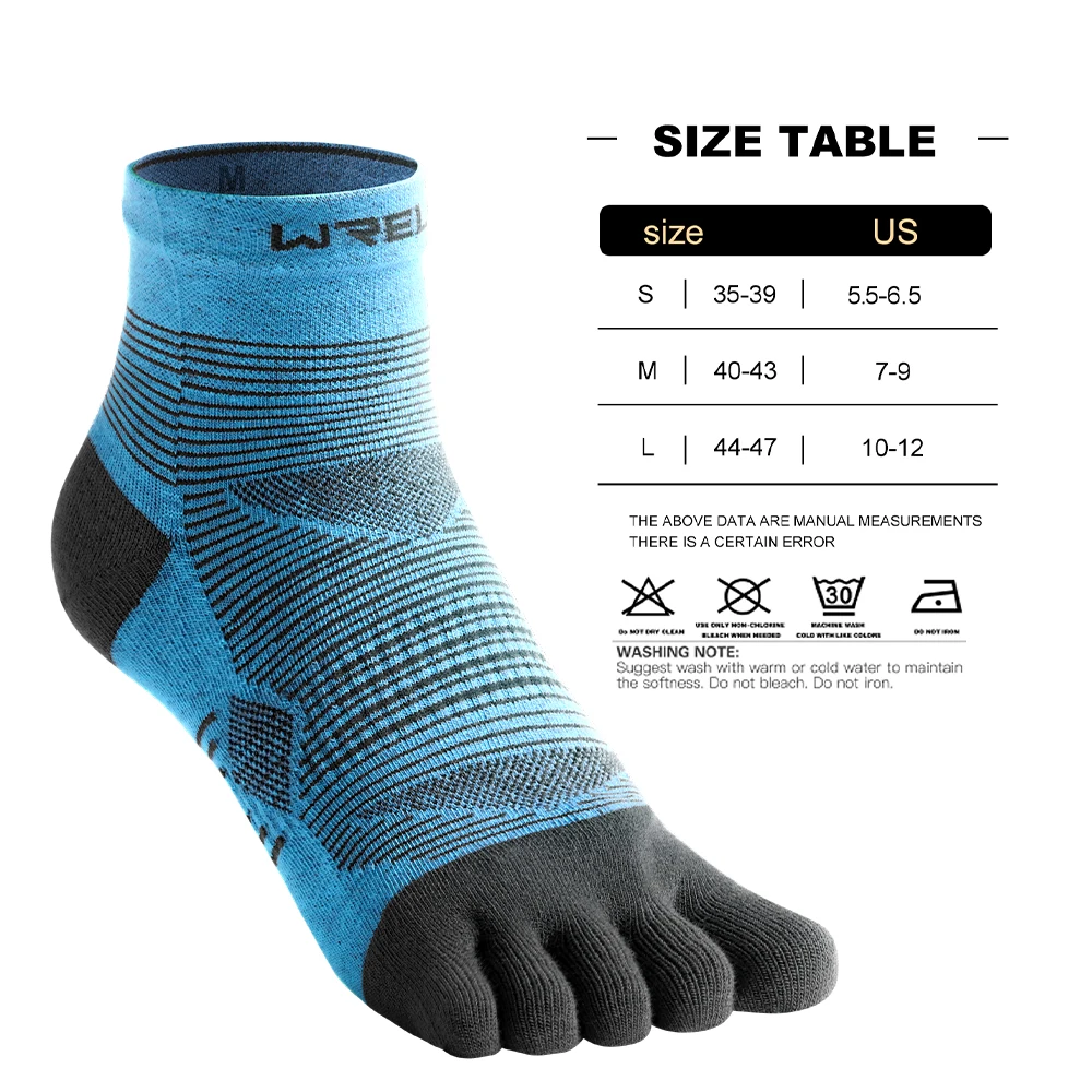 COOLMAX Five-Finger Socks High Performance Cushion Toe Socks Wicking Moisture Breathable Quick Dry Running Sport Socks