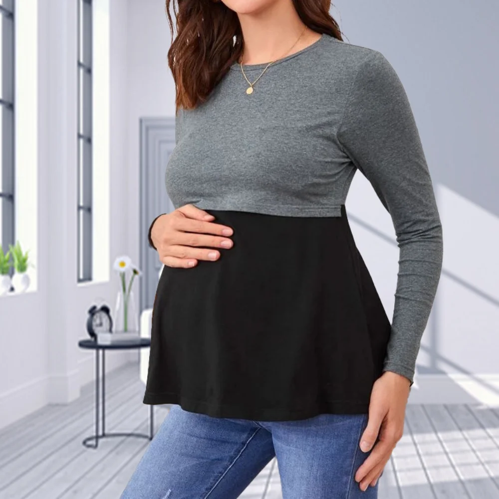 Women Maternity T-shirt Clothes Summer Fall Long Sleeve Nursing Top Breastfeeding Shirts Pregnancy Clothes Female body y2k tops 2