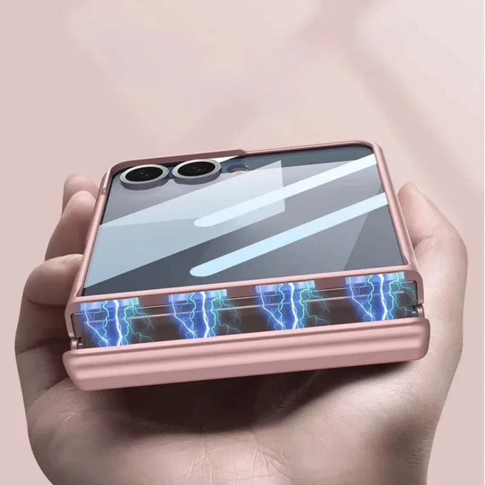 Magnetic Hinge Protection Hard Shell Phone Case with Front Screen Protector