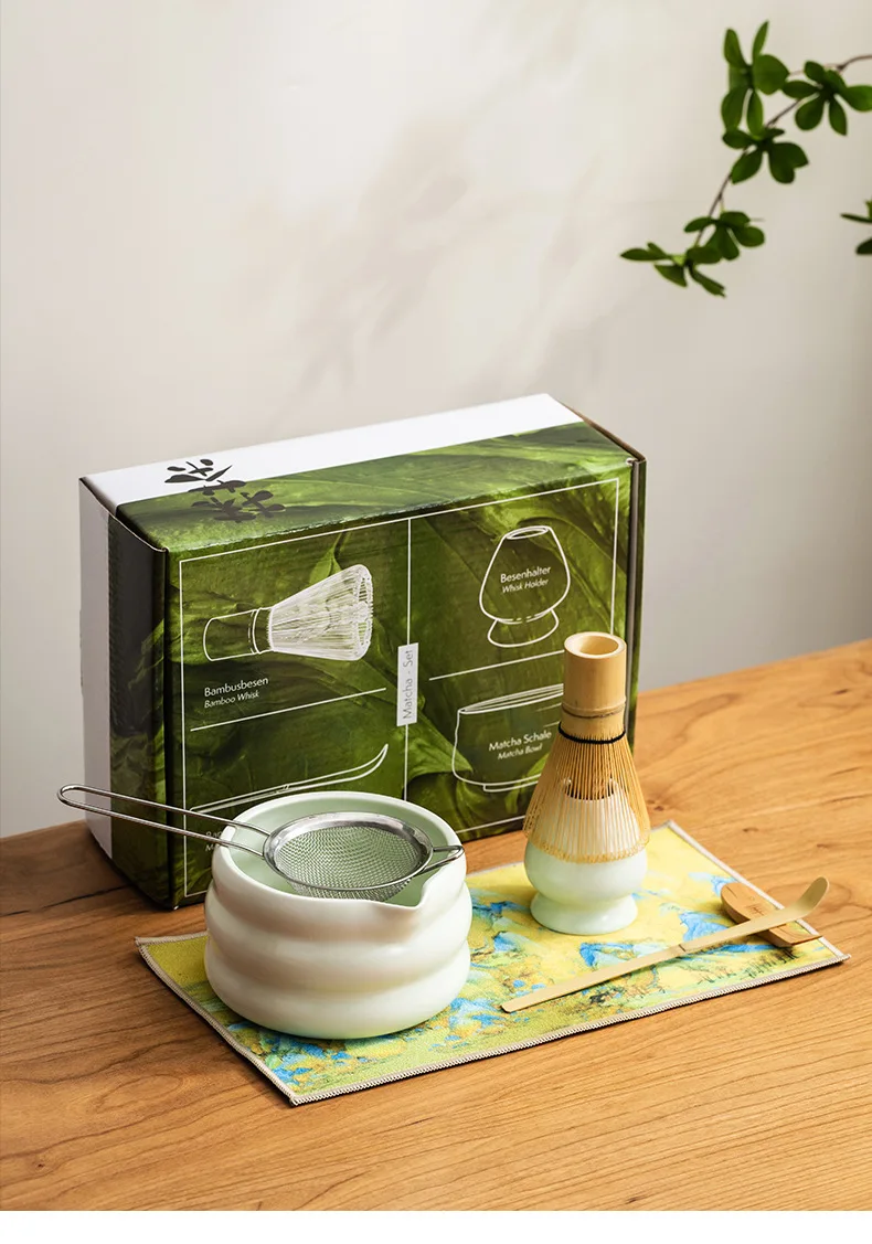 Matcha Tee Set Mit Besen, Keramikschale, Löffel Und Sieb_voghion.com