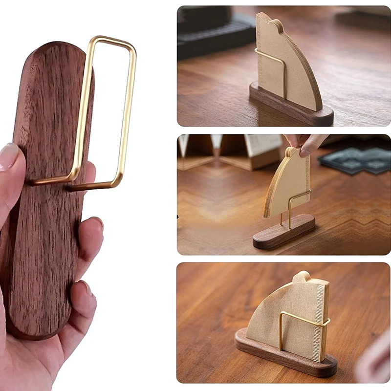 Porta carta filtro da caffè a goccia a mano Rack V60 decorativo cono filtro da caffè contenitore da banco dispenser espositore (colore: legno con coperchio