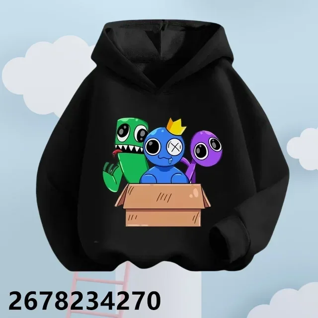 thumbnail image 1 of Nuevas sudaderas con capucha para niños con estampado de dibujos animados de amigos del arcoíris de anime, sudaderas de manga para primavera, otoño e invierno, conjuntos de sudaderas con capucha para, 1 of 5