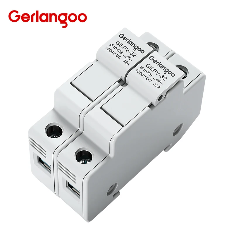 DC Fuse Holder 2P Parallel 10*38mm High Voltage Solar PV 1000V 6A-32A Base Photovoltaic System Protection One Set