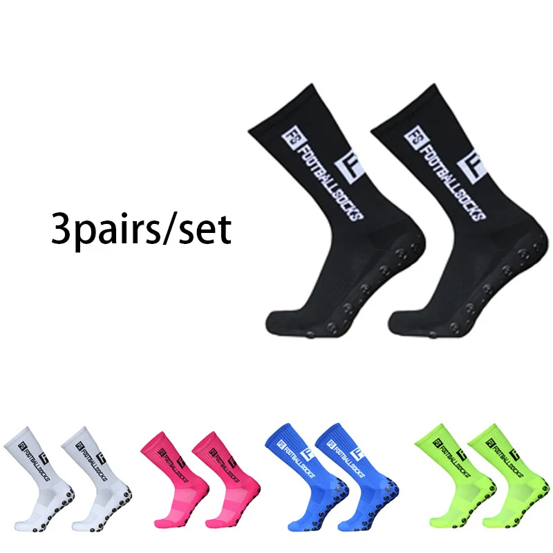 

Football FS Socks Style 3pairs New Round Silicone Suction Cup Grip Anti Slip Soccer Socks Sports Men Women Baseball Rugby Socks