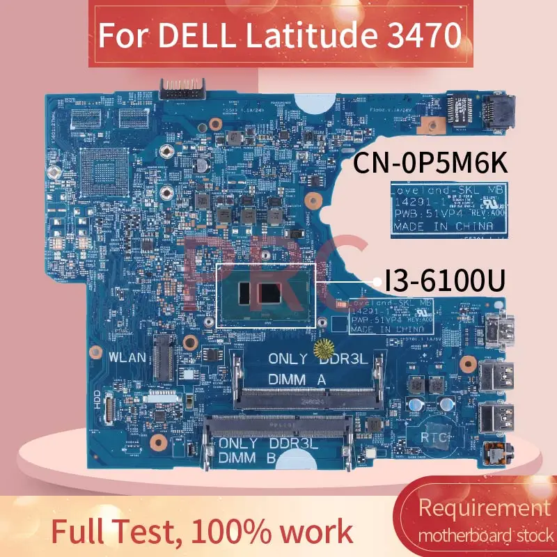 para Dell Latitude 3470 I36100u Computador Portátil Placa-mãe 142911 0p5m6k Sr2eu Ddr3 Notebook Mainboard - Imagem 2