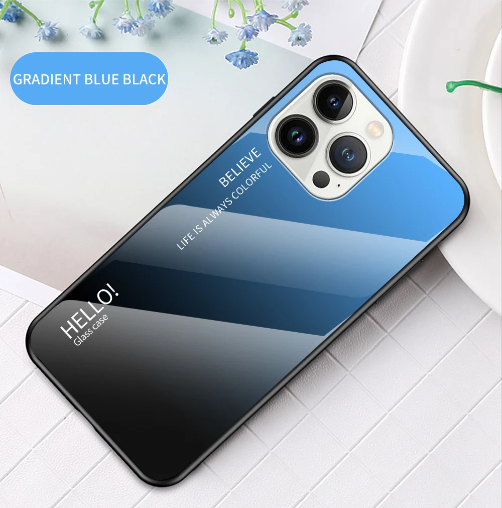 Gradient Glass Phone Case For Iphone, Stylish Protective Cover_voghion.com