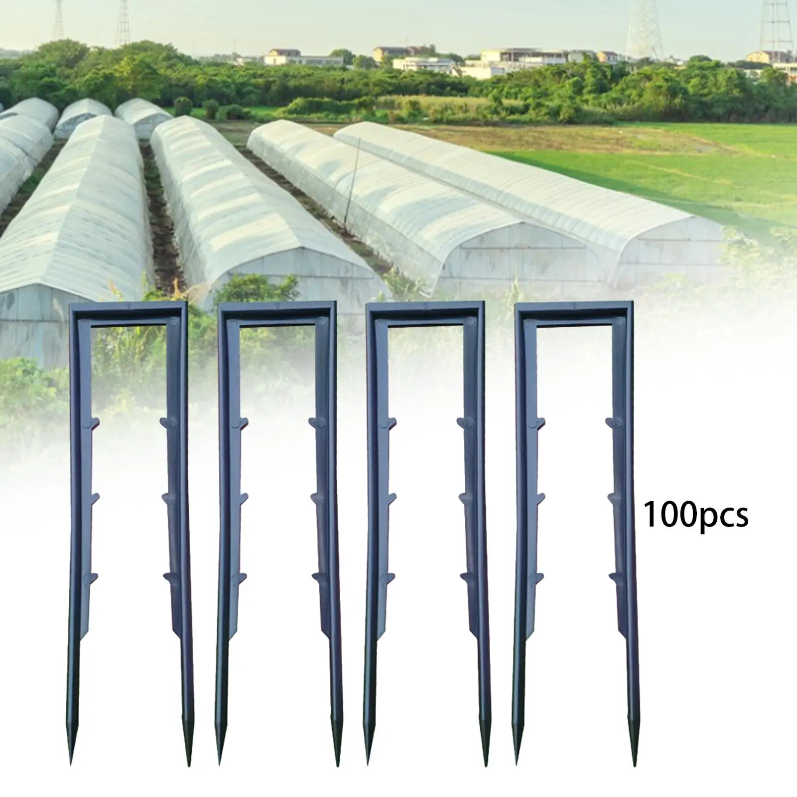 100 Pieces Garden Staples Plastic Nail Pins Ground Pegs U Shaped Fence Stakes for Turf Fishing Backyards Barriers Backpacking