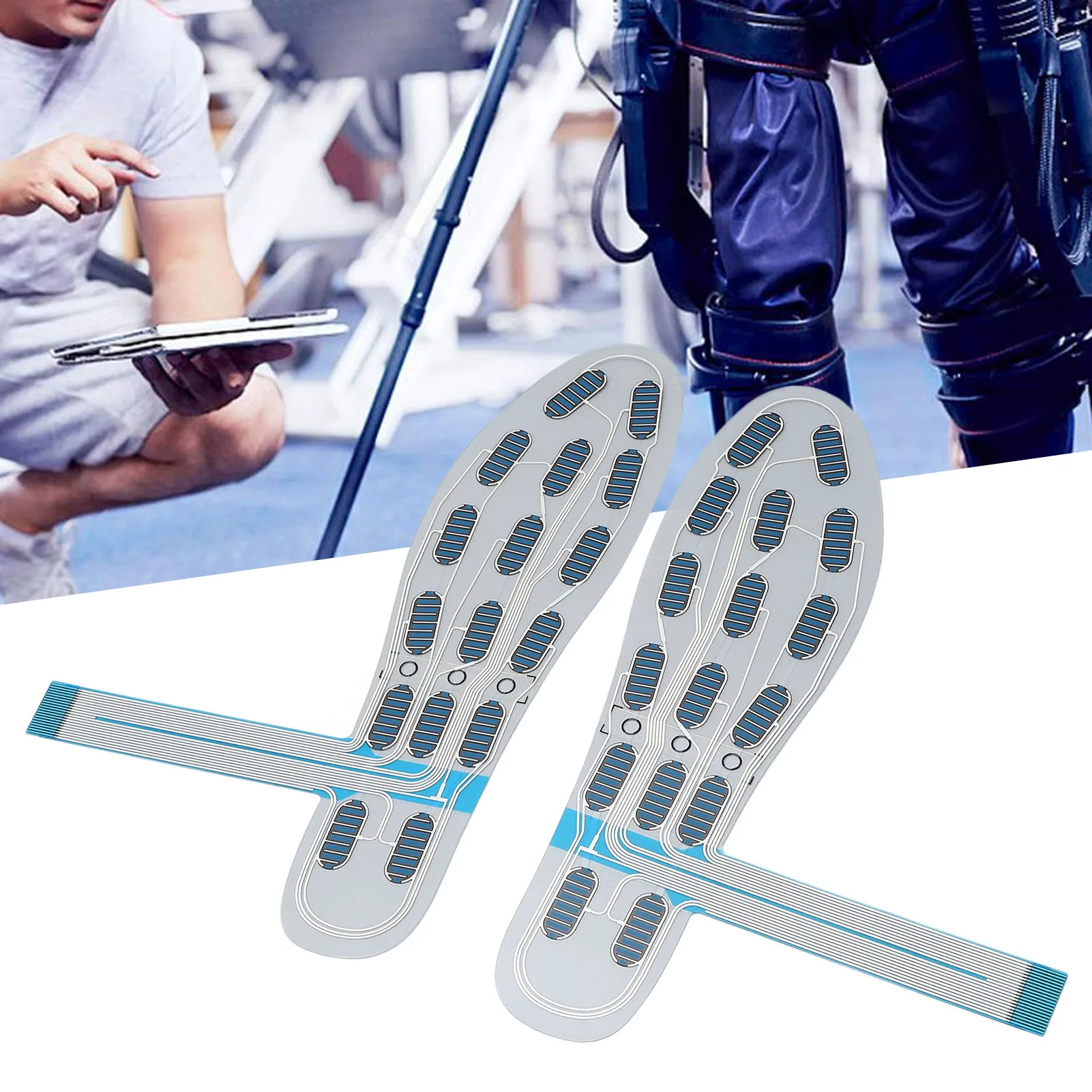 Thin Film Foot Pressure Sensor 1 Pair High Accuracy 16 Sensing Area Pressure Transducer Shoe Insole for Step Counting