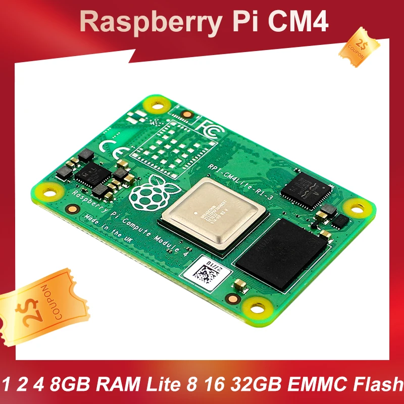 

Raspberry Pi CM4 Compute Module 4 1 2 4 8GB RAM Lite 8 16 32GB EMMC Flash Quad-Core Optional Flash Wifi & BT 5.0 Industrial