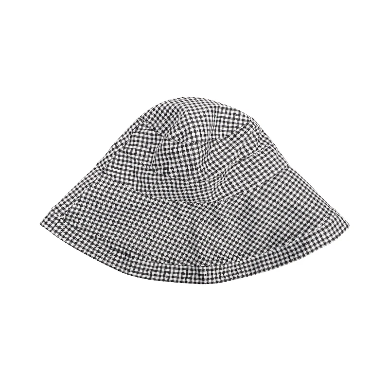 Plaid Fisherman's Hat Female Summer UV Sunscreen Hat Big Eaves Sun Hat