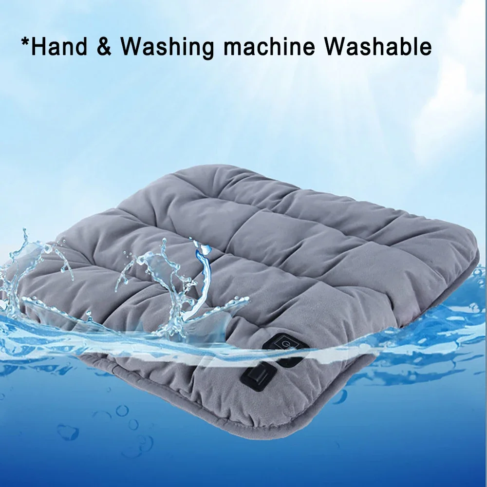 5V 전기 난방 패드 45x45cm 자동차 시트 쿠션, 1m USB 충전 케이블 3 단계 온도 조절기 조정 가능한 겨울 의자 워머