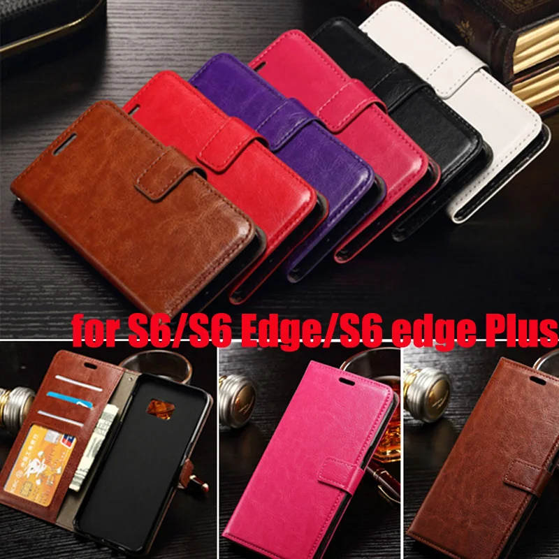 

100pcs DHL Free S6 /S6 Edge Luxury Wallet Leather Case For Samsung Galaxy S6 G9200 S6 Edge Plus Stand Style Phone Bag Cover