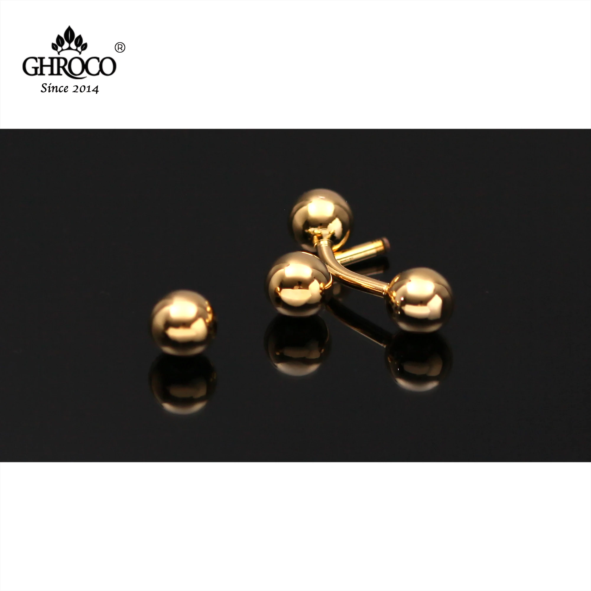 GHROCO High-Quality Exquisite Golden Ball Shape Screw Connect Cufflinks Fashion Luxury Gift for Groomsmen Groom and Businessmen