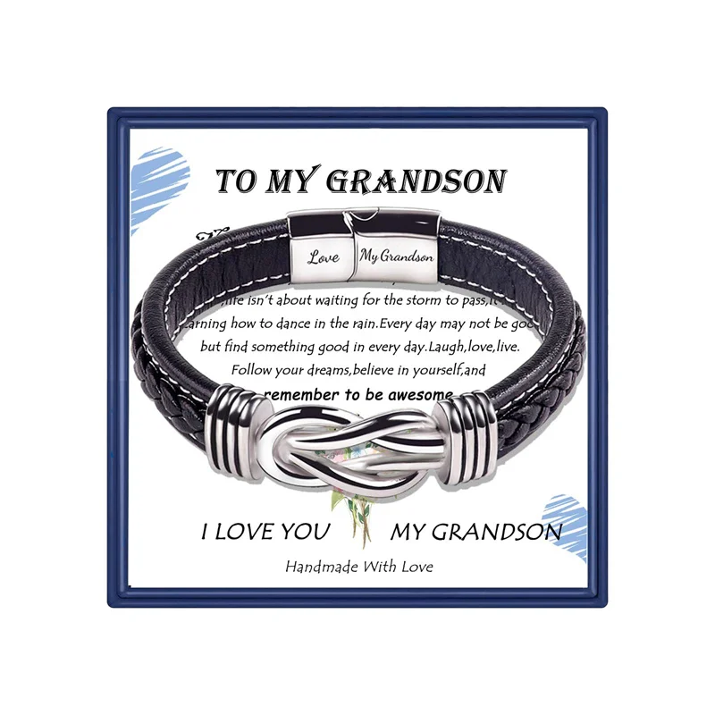To My Son/Grandson Leather Wrap Infinity Knot Bracelet
