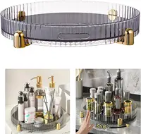 360 Degree 11inch Turntable Spice Rack Organizer, Clear Round Rotating Condiment Holder Storage Tray For Cabinets Pantry 1