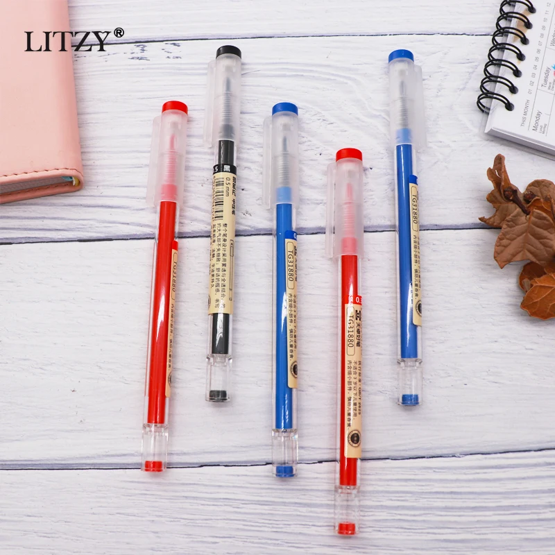 Gel Pens Color Pen Set Colored Pens Gel Pen Refills 50 + 2Pcs/Set 0.35mm Red/Black/Blue Ink Gel Pens Set Refills Rod for School Office Stationery Student Writing Pen