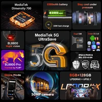 Blackview BL8800 Pro 5G Rugged Machine, 6.58-inch Display, MTK 700, Thermal Imaging Camera FLIR®, 8GB+128GB, 8380mAh With 33W 2
